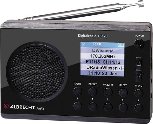 Albrecht DR 70 Kofferradio DAB+, UKW Taschenlampe Schwarz von Albrecht