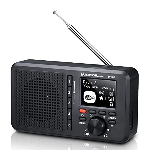 Albrecht DR 86 kleines Seniorenradio, 27861, DAB+/UKW, Musik Streaming, integrierter 2200mAh Akku, Farbe: schwarz von Albrecht