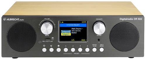 Albrecht DR 882 Tischradio DAB+, DAB, UKW AUX, USB, SD Schwarz, Braun von Albrecht