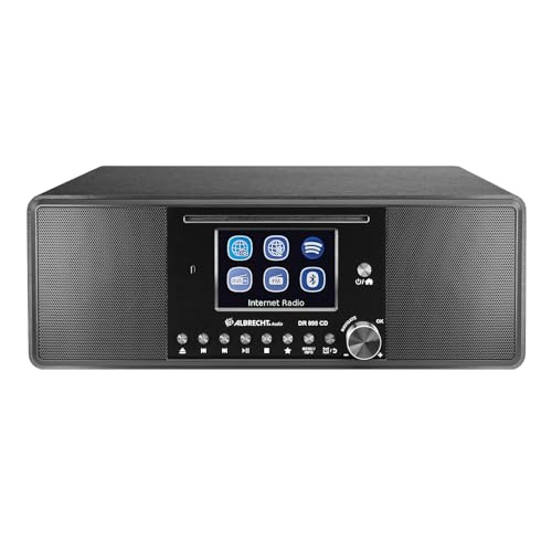 Albrecht DR 895 CD Kompaktanlage, DAB+/UKW/Internet/CD, 27895, Schwarz, mit 4" Farbdisplay, Stereo Musik und Podcast Streaming,USB, App Steuerung von Albrecht