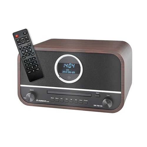 Albrecht DR790CD Digitalradio DAB+, 27790, multifunktional inkl. CD-Player und Bluetooth, Holzgehäuse in Dunkelbraun von Albrecht