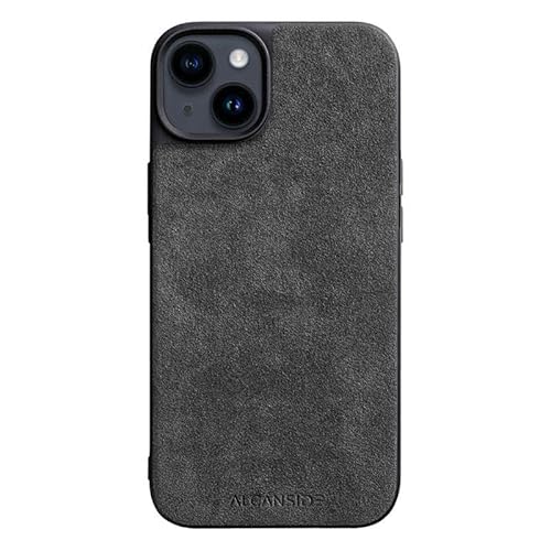 Alcanside Alcantara Handyhülle. Stilvolle iPhone-Hülle, kompatibel mit iPhone 14 Plus (Schwarz) von Alcanside