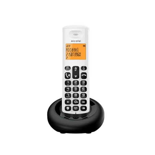 ALCATEL E260 - Schnurloses DECT-Telefon - Kompaktes Design - Großes hintergrundbeleuchtetes Display - Freisprechfunktion - Funktion zur Sperrung unerwünschter Anrufe - Weiß von Alcatel