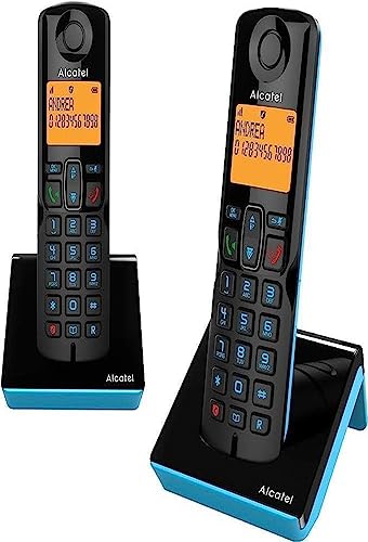 ALCATEL S280 Duo Schwarz und Blau, Schnurloses Telefon mit zusätzlichem Mobilteil Plus erweiterter Anrufblockierung von Alcatel