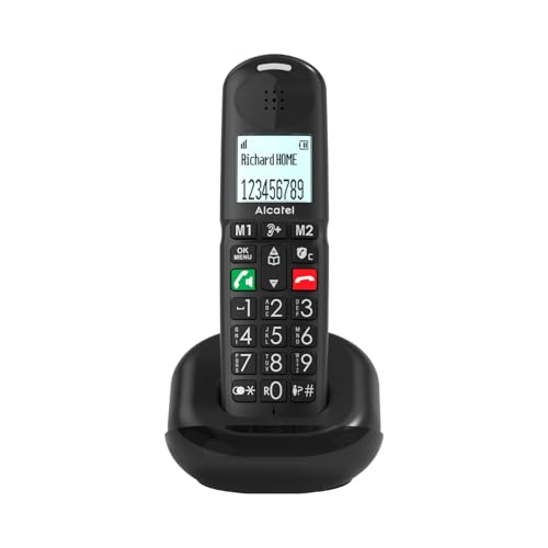 ALCATEL XL685 - Schnurloses Festnetztelefon DECT für Senioren im XL-Format - Hochauflösendes Grafikdisplay - Große Tasten - Audio Boost - Freisprechfunktion - Anrufblockierungsfunktion - Schwarz von Alcatel