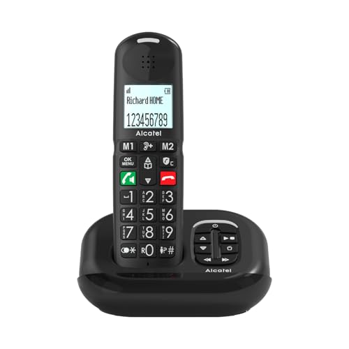 ALCATEL XL685 Voice - Schnurloses Festnetztelefon DECT für Senioren im XL-Format mit Anrufbeantworter - Große Tasten - Audio Boost - Lautsprecher - Anrufblockierung - Schwarz von Alcatel