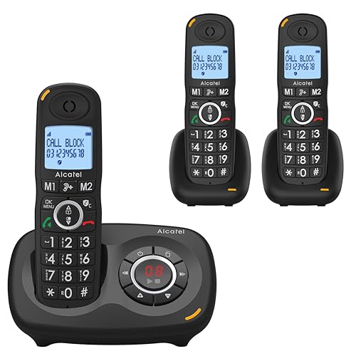 Alcatel XL595 Voice Trio schnurloses Großtastentelefon mit DREI Mobilteilen und Anrufbeantworter extra großes Festnetztelefon für zuhause mit Anrufschutz von Alcatel
