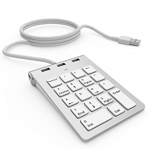 Alcey USB Ziffernblock mit USB-Hub und 24-Zoll-USB-Kabel, für iMac, MacBook, MacBook Pro, MacBook Air, Mac Mini, oder jeden PC von Alcey