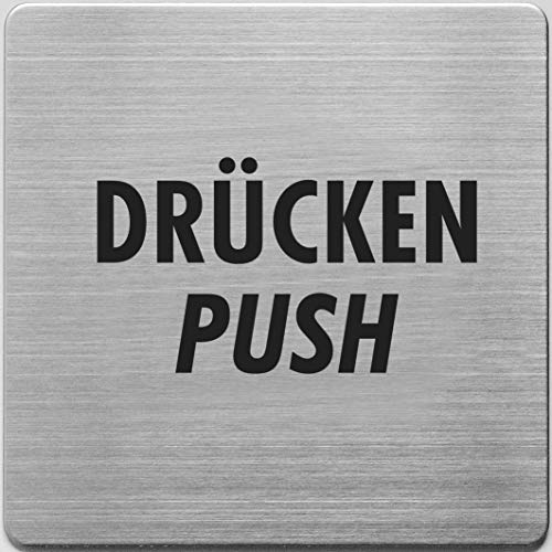 ALCO-Albert 450-28 - Piktogramm "Drücken", Edelstahl, 90 x 90 mm von Alco-Albert