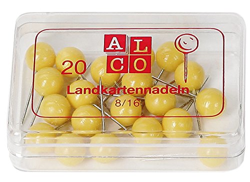 ALCO-Albert 625 - Landkartennadeln, Ø 5 x 16 mm, Dose á 100 Stück, ocker ALCO-Albert 625 - Landkartennadeln, Ø 5 x 16 mm, Dose á 100 Stück, ocker von Alco-Albert
