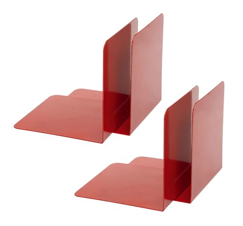 Alco-Albert 4302-10-4 - Buchstützen aus Metall, 4 Stück, rot, 14 x 14 x 12,5 cm, für Schule, Büro und Zuhause von Alco-Albert