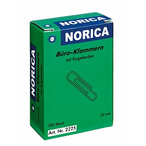 100 ALCO Büroklammern NORICA silber Metall von Alco