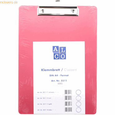 12 x Alco Klemmbrett A4 Kunststoff rot 12 x Alco Klemmbrett A4 Kunststoff rot von Alco