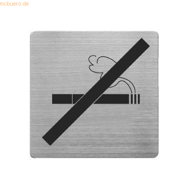 5 x Alco Piktogramm matt gebürsteter Edelstahl Rauchen nein 90x90mm si von Alco