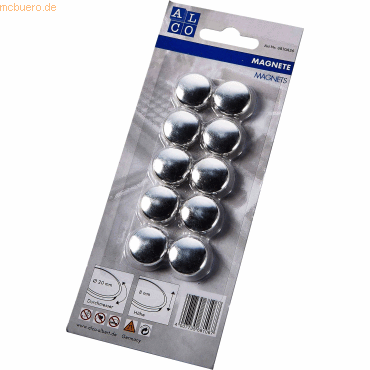 Alco Haftmagnet Metall Kunststoff 20mm silber VE=10 Stück Alco Haftmagnet Metall Kunststoff 20mm silber VE=10 Stück von Alco