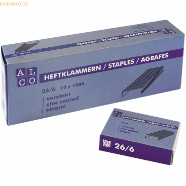 Alco Heftklammern Stahl verzinkt 26/6 VE=1000 Stück Alco Heftklammern Stahl verzinkt 26/6 VE=1000 Stück von Alco