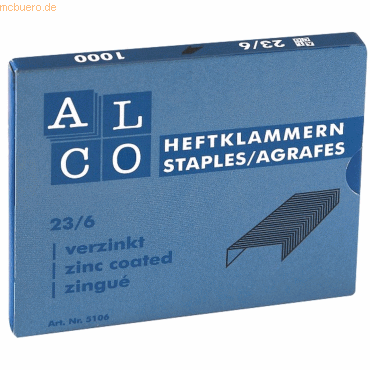 Alco Heftklammern Stahl verzinkt 6/4 VE=2000 Stück Alco Heftklammern Stahl verzinkt 6/4 VE=2000 Stück von Alco
