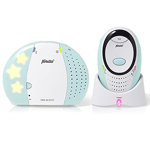 Alecto Baby DBX85MT Babyphone Audio - Babyphone mit 100% störungsfreier und sicherer Verbindung - Gegensprechfunktion - Integriertes Nachtlicht - DECT-Klangqualität - Weiß/Minzgrün von Alecto