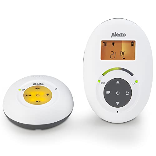 Alecto DBX-125 DECT Babyphone mit Full ECO-Modus und Display - Audio Babyfon mit VOX-Funktion - Wiederaufladbare Batterie und Audio-Kontrollleuchten - Weiß/anthrazit von Alecto