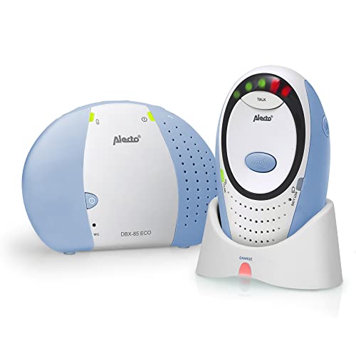 Alecto DBX-85 Digitale Eco DECT Babyphone (100% störungsfrei), hohe Reichweite von bis zu 300 Meter, Rücksprechfunktion, LED-Geräuschanzeige und Nachtlicht von Alecto