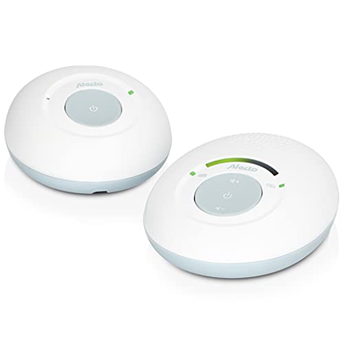 Alecto DBX110 Babyphone Audio - digitales Babyphone mit DECT - 300 m Reichweite - kompaktes Design - LED Lautstärkeskala - VOX Funktion - strahlungsarm - weiß von Alecto