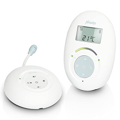 Alecto DBX120 Babyphone Audio - DECT Babyphone - sichere und störungsfreie Verbindung - Gegensprechfunktion - 5 Schlaflieder - VOX-Funktion - strahlungsarm - weiß/blau von Alecto