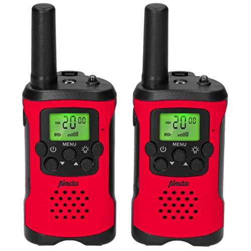 Alecto FR-115RD - Set von Zwei Walkie Talkies für Kinder - Walki Talki mit Reichweite bis zu 7 Kilometer - Walky Talky 8 Kanäle - integrierte Taschenlampe - beleuchtetes Display - Red von Alecto