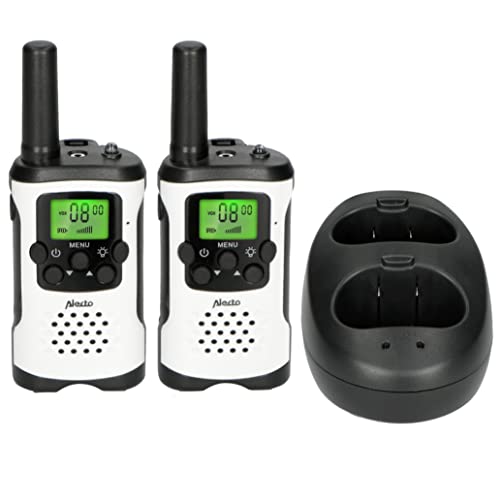 Alecto FR-175 Walkie Talkie für Erwachsene und Kinder - 7km Reichweite - 8 Kanäle - 38 CTTCSS-Codes - VOX - integrierte Taschenlampe - 2,5mm Anschluss - weiß von Alecto