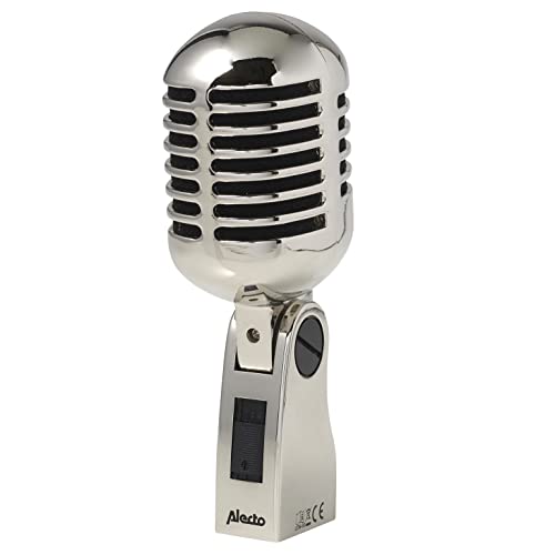 Alecto UDM-60 Dynamisches Gesangsmikrofon - Vintage Gesangsmikrofon - 60Hz-16kHz Frequenzbereich - 5m XLR Kabel - silber von Alecto
