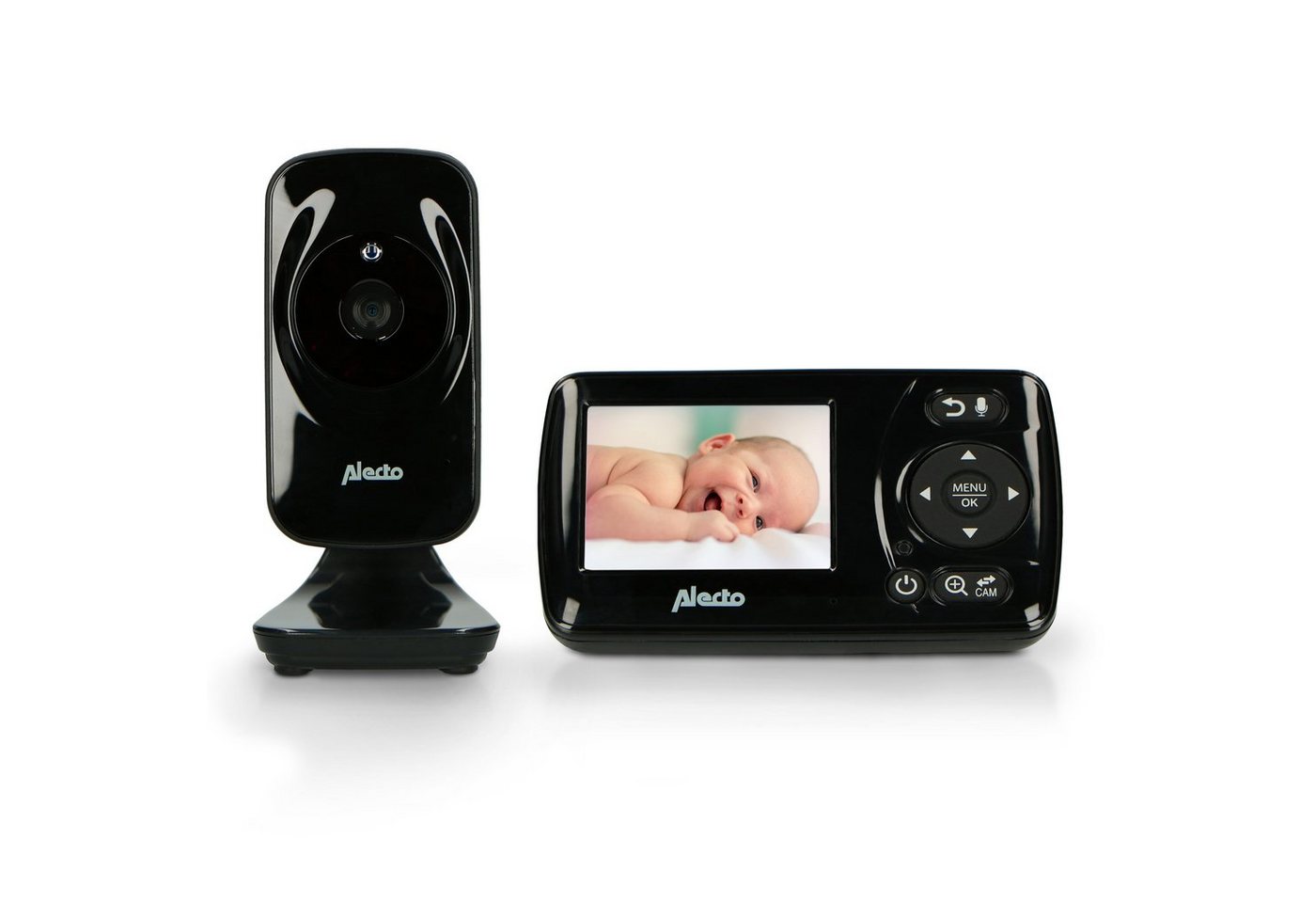 Alecto Video-Babyphone DVM-71, 1-tlg., Babyphone mit Kamera und 2.4-Farbdisplay, Videoüberwachung, HD-Display, Temperaturanzeige, Rücksprechfunktion" von Alecto