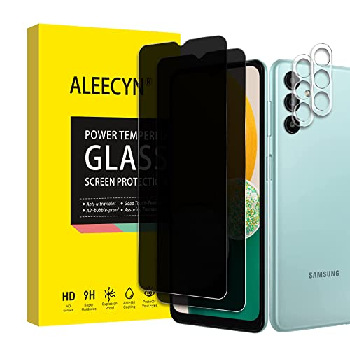 [2+2] Samsung Galaxy A13, 9H Härte, Gehärtetes Glas Folie, Anti-Spy Schutzglas, Anti-Kratzen Displayschutzfolie, mit 2 Stück Kamera, von Aleecyn