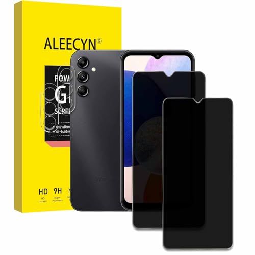 [2+2 Stück] 2 Stück Sichtschutz Schutzfolie Für Samsung Galaxy A14 mit 2 Stück Kamera Panzerfolie, 9H Härte Panzerglas, Anti-Spy Schutzglas, Anti-Spion, Anti-Kratzen Displayschutzfolie von ALEECYN