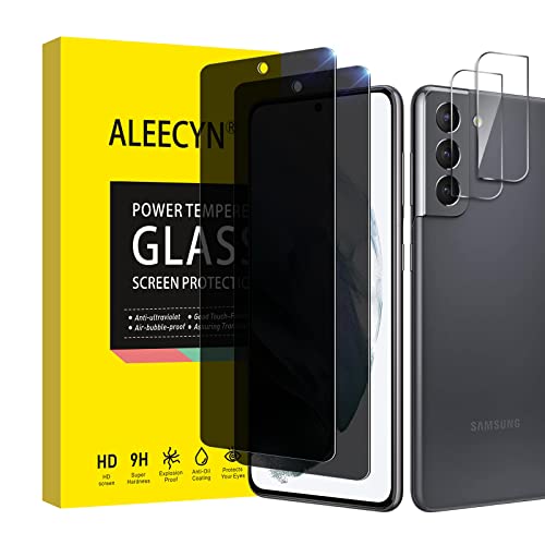[2+2 Stück] 2 Stück Sichtschutz Schutzfolie Für Samsung Galaxy S21 plus mit 2 Stück Kamera, 9H Härte, Anti-Spy Schutzglas, Anti-Kratzen Displayschutzfolie von ALEECYN