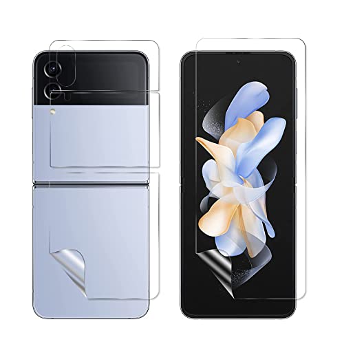 [2 Stück] Schutzfolie Kompatibel für Samsung Galaxy Z Flip 4 5G Displayfolie Folie, [Displayschutzfolie + Rückenschutzfolie] Anti-Fingerabdruck, Volle Bedeckung, HD Flexibler von Aleecyn