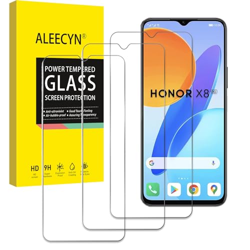[3 Stück] Schutzfolie Kompatibel mit Honor X8 5G / Honor X6, 9H Härte Panzerglas, Gehärtetes Glas Folie, Blasenfreie Anti-Kratzen Displayschutzfolie, Hohe Klar Displayschutz von ALEECYN