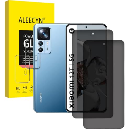 Aleecyn [2+2 Stück] 2 Stück Sichtschutz Schutzfolie Für Xiaomi 12T mit 2 Stück Kamera, 9H Härte, Anti-Spy Schutzglas, Anti-Spion, Anti-Kratzen Displayschutzfolie von Aleecyn