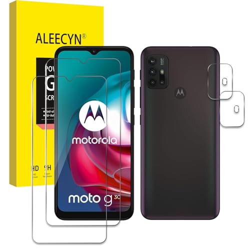 Aleecyn 2 Stück Schutzfolie Für Motorola Moto G10 mit 2 Stück Kamera Panzerfolie, 9H Härte, Gehärtetes Glas Folie,Anti-Kratzen Displayschutzfolie, von Aleecyn