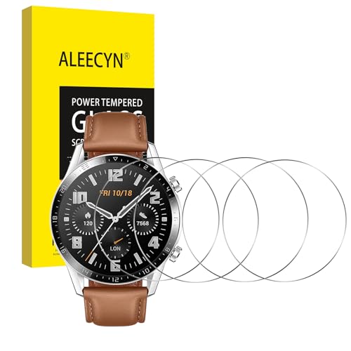 Aleecyn [4 Stück] Schutzfolie Kompatibel mit Huawei Watch GT 3 46mm / GT 2 46mm /GT Runner, 9H Härte Panzerglas,Gehärtetes Glas Folie,Anti-Kratzen Displayschutzfolie, Hohe Klar Displayschutz von ALEECYN