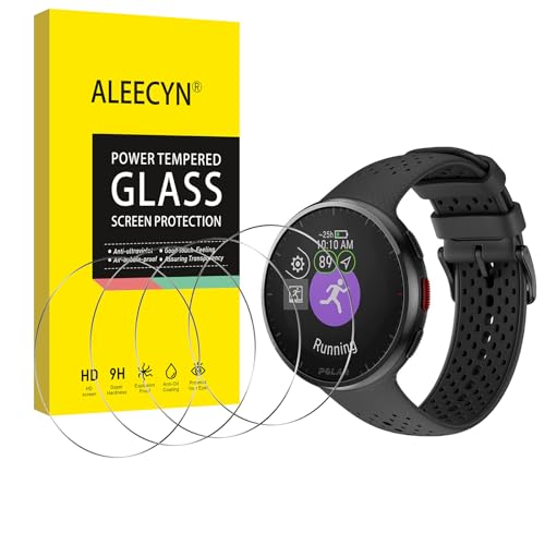 Aleecyn [4 Stück] Schutzfolie Kompatibel mit Polar Pacer Pro, 9H Härte Panzerglas, Wasserdichtes Gehärtetes Glas Folie, Blasenfreie Anti-Kratzen Displayschutzfolie, Hohe Klar Displayschutz von ALEECYN