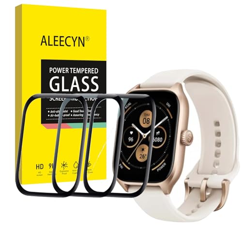 Aleecyn Stück] Schutzfolie Kompatibel mit Amazfit GTS 4, Anti-Kratzen Displayschutz, Klar HD Folie, Blasenfreie, 3D Cover, Weich TPU Displayschutzfolie Hülle [Schwarz], Transparent von ALEECYN
