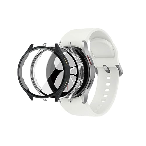 Alenbowen Hülle kompatibel mit Galaxy Watch Active 2 (44mm) PC Cover mit Hartglasschutz, Ultradünner Vollschutz für Galaxy Watch Active 2 (44mm) Schutzhülle-Schwarz+Transparent【2 Stück】 von Alenbowen