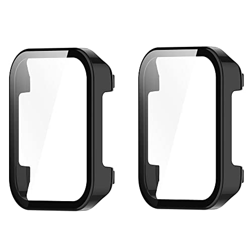 Alenbowen Hülle kompatibel mit Realme Watch 3 PC Cover mit Hartglasschutz, Ultradünner Vollschutz für Realme Watch 3 Schutzhülle-Schwarz+Schwarz【2 Stück】 von Alenbowen