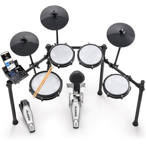 Alesis Nitro Max Kit Elektronische Schlagzeug mit Quiet Mesh Pads, 10" Dual Zone Snare, Bluetooth, 440+ authentische Sounds, Drumeo, USB MIDI, Kick Pedal von Alesis