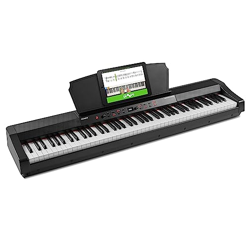 Alesis Prestige Artist – 88-Tasten Digital Piano mit gewichteten Graded Hammermechanik-Tasten in Originalgröße, OLED Display, eingebauten Lautsprechern und 30 Piano Sounds von Alesis