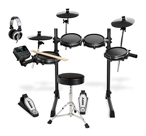 Alesis Turbo Mesh Kit Set (Siebenteiliges E-Drum Kit mit Mesh Heads & Drum Modul im Set inkl. Drumhocker & DJ-Kopfhörer) Schwarz von Alesis