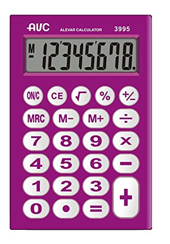 AVC Taschenrechner 8 Stellen, Format 62 x 94 x 11 mm, Big Display, Farbe Fuchsia von Alevar