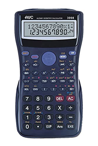 AVC Wissenschaftlicher Taschenrechner, 10 + 2 Ziffern, 240 Funktionen, Display mit 2 Linien und Hartschalenkoffer, Farbe: Schwarz von Alevar