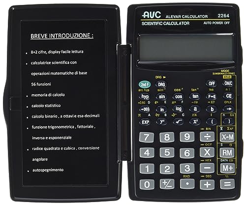 AVC Wissenschaftlicher Taschenrechner, 8 + 2 Ziffern, 56 Funktionen, Hartschalenkoffer, Schwarz von Alevar
