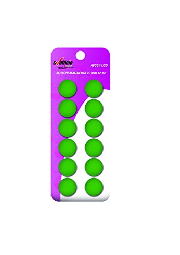 Alevar 12 Magnetknöpfe für Büro-Pinnwand, Kühlschrankmagnet, Durchmesser 20 mm, Farbe Grün von Alevar