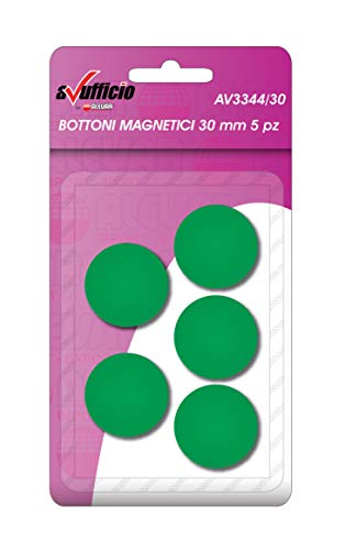 Alevar 5 Magnetknöpfe für Büro-Pinnwand, Kühlschrankmagnet, Durchmesser 30 mm, Farbe Grün von Alevar